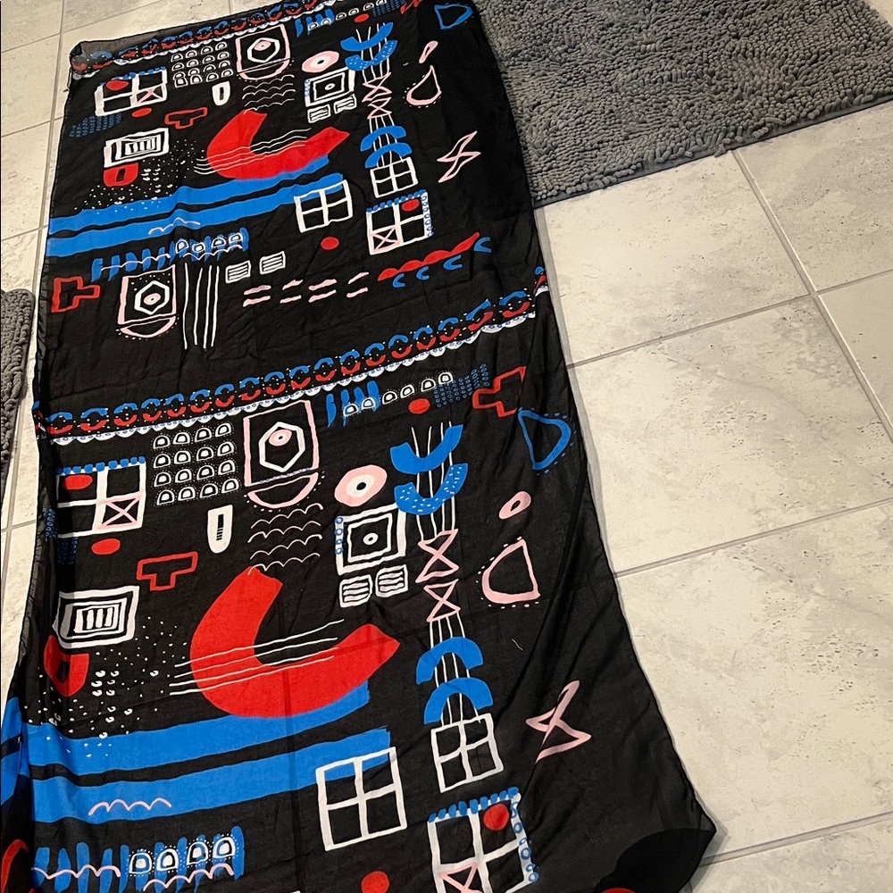 Debbie Martin Designs Geometric Black and Red Scarf